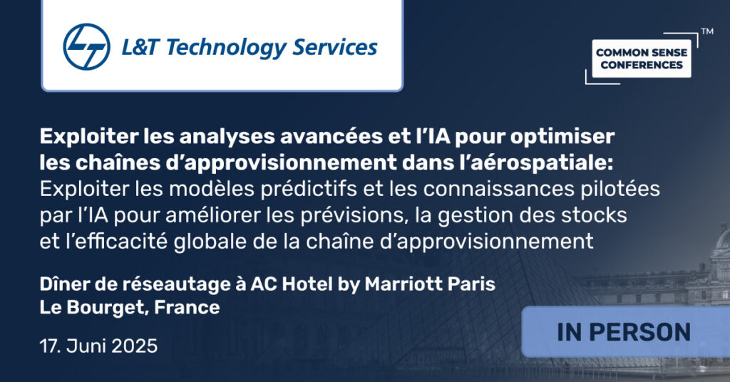 Common Sense Network & Learn

L’industrie aérospatiale exige précision, efficacité et résilience dans ses opérations de chaîne d’approvisionnement. Nous présentons comment l’analyse avancée et l’intelligence artificielle...